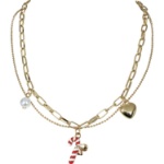 Obrázok z Vianočný náhrdelník so sladkou paličkou - zlatý