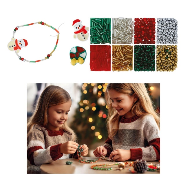Vánoční sada korálků na náramky s 1100 dílky