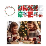 Děti vyrábějí vánoční náramky z korálkové sady