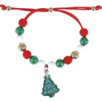 Vánoční náramek s korálky a přívěskem stromečku – detail produktu