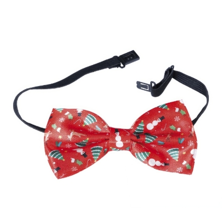 Červený vánoční motýlek se zimním potiskem – produkt