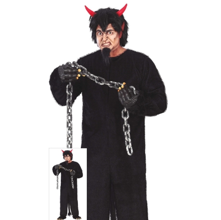 Pánský kostým čerta Krampuse s tunikou a ocasem ve velikosti XL