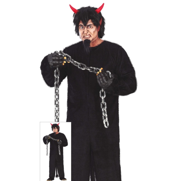 Pánský kostým čerta Krampuse s tunikou a ocasem ve velikosti XL