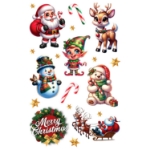 Arch vánočního dočasného tetování s postavičkami a dekoracemi