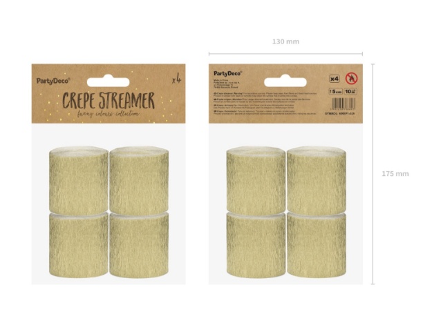 Sada čtyř zlatých krepových stuh o rozměrech 5 × 10 m