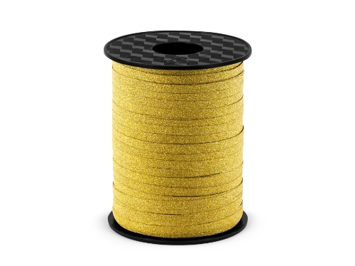 Levně Plastová stuha glitrová zlatá – 5 mm × 225 m