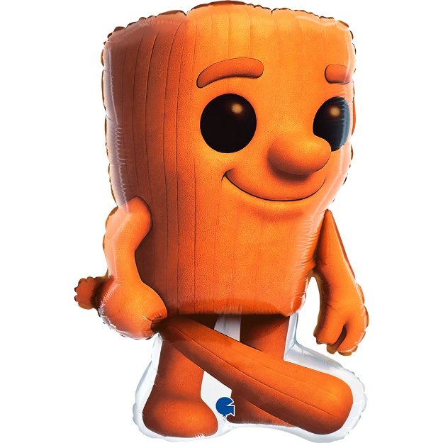 Foliový balonek Skifidol Italian Brainrot – Tung Tung Tung… Sahur v oranžové barvě