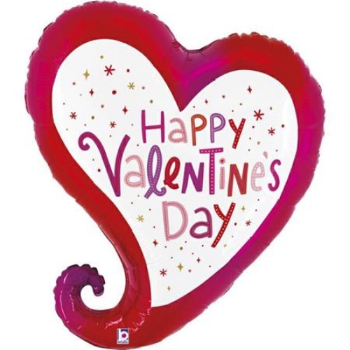 Levně Foliový balonek Valentýn ve tvaru srdce Happy Valentine’s Day 71 × 59 cm