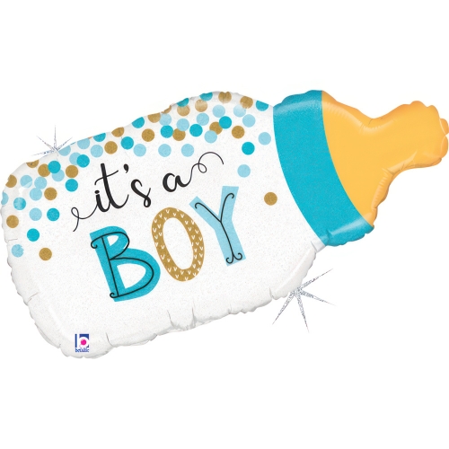 Levně Foliový balonek kojenecká lahvička It’s a Boy 74 × 35 cm