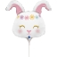 Fóliový mini balonek Hippie Bunny s květinovou čelenkou na tyčce