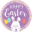 Foliový balonek Easter Bunny Dots s motivem zajíčka na fialovém pozadí – detail produktu