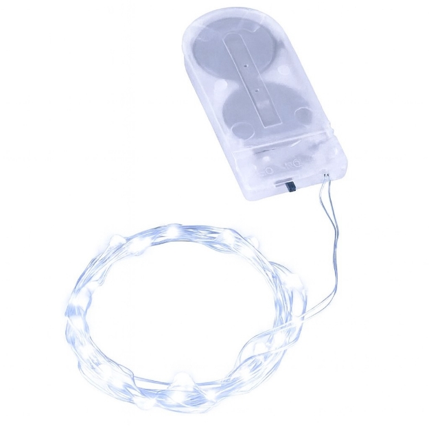 Svítící řetěz na baterie 20 LED studená bílá – detail produktu