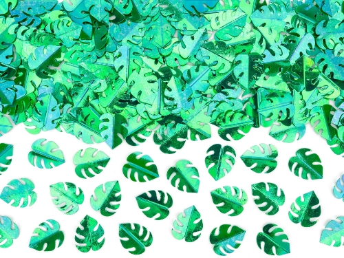 Levně Konfety metalizované listy monstera zelené 15 g