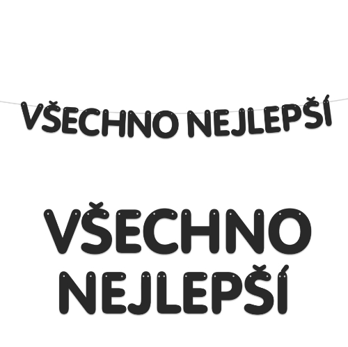 Papírová girlanda Všechno nejlepší – černá 130 cm