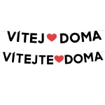 Papírová girlanda Vítej doma / Vítejte doma s červeným srdcem, černá písmena, rozměr 110 × 11 cm