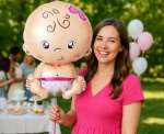 Výzdoba na baby shower s fóliovým balonkem Baby Girl