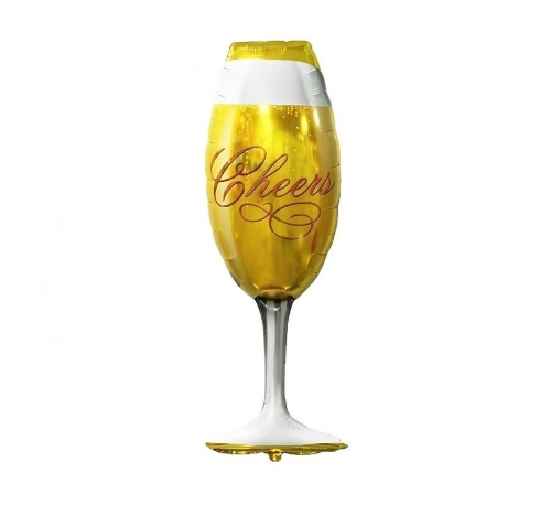 Levně Fóliový balonek Zlatá sklenka Cheers – 22 × 73 cm