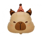 Fóliový balonek kapybara narozeninová hlava s čepičkou