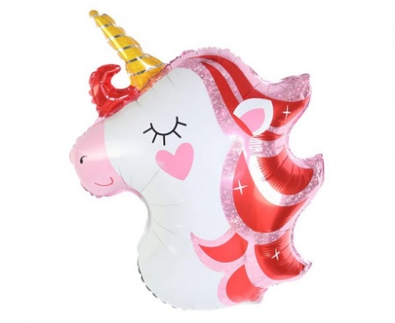 Fóliový balonek jednorožec zasněný detail hlavy
