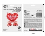 Obrázok z Fóliový balónik srdca I Love You s medvedíkmi – 48 cm