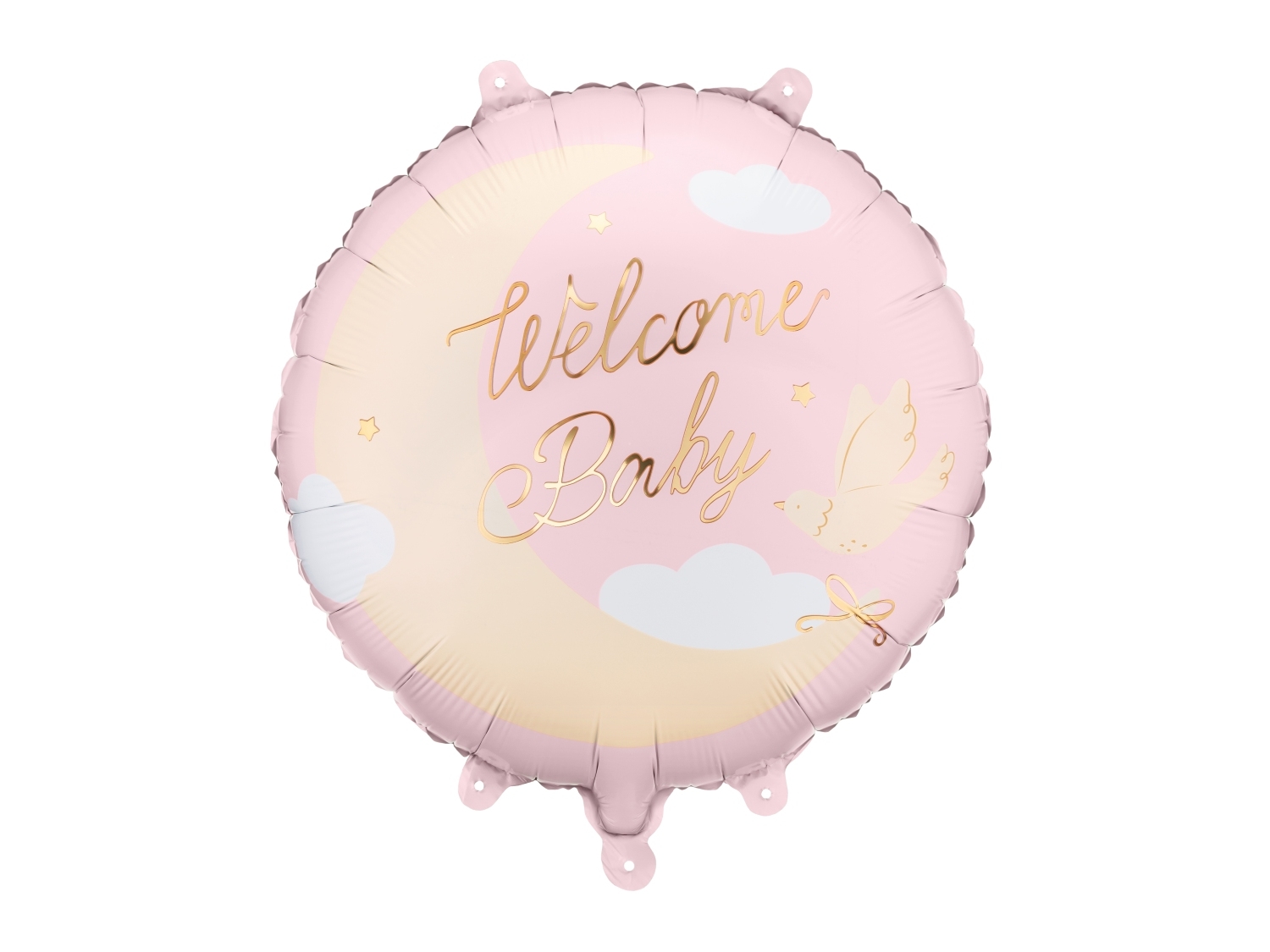 Fóliový balonek Welcome Baby kulatý světle růžový – 45 cm