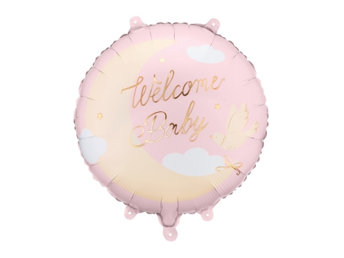 Levně Fóliový balonek Welcome Baby kulatý světle růžový – 45 cm