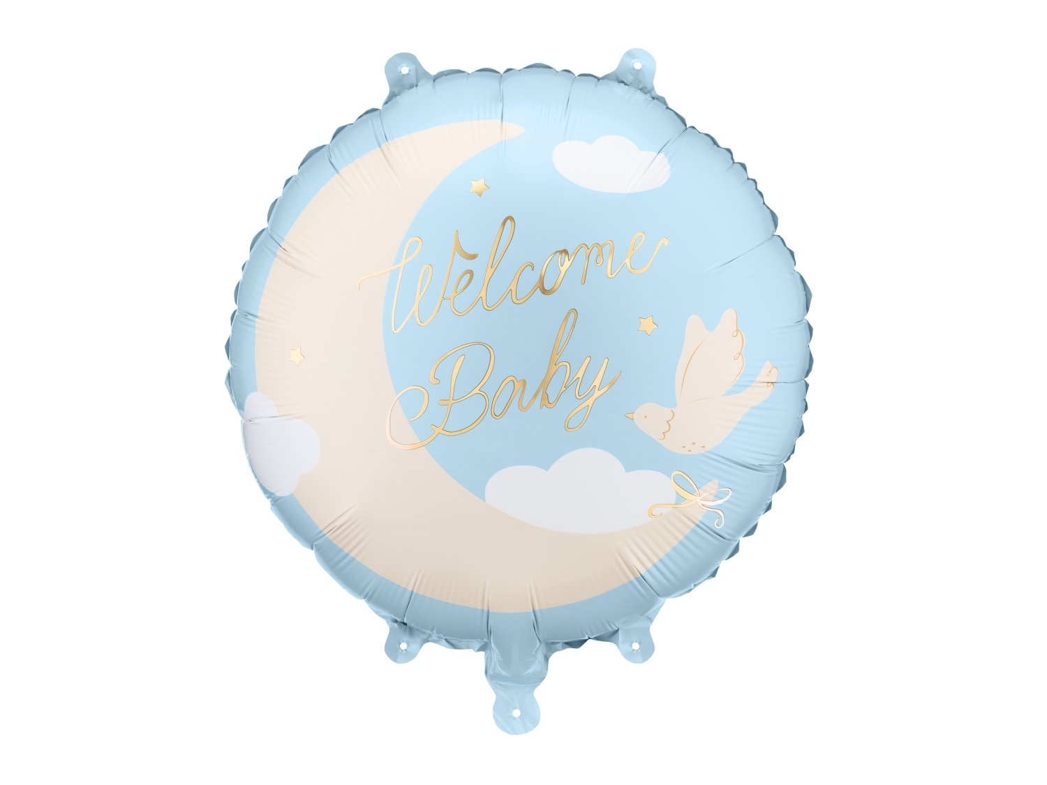 Fóliový balonek Welcome Baby kulatý světle modrý – 45 cm