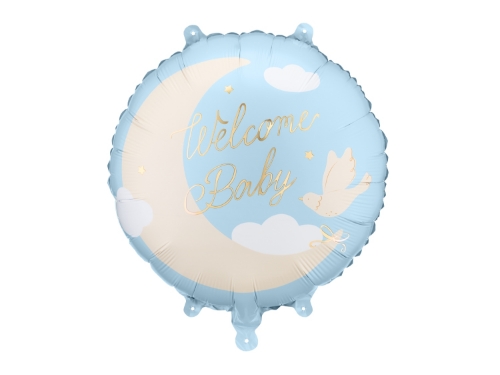 Levně Fóliový balonek Welcome Baby kulatý světle modrý – 45 cm