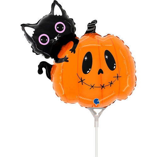 Levně Fóliový balonek mini kočka a dýně – Halloween 26 x 27 cm
