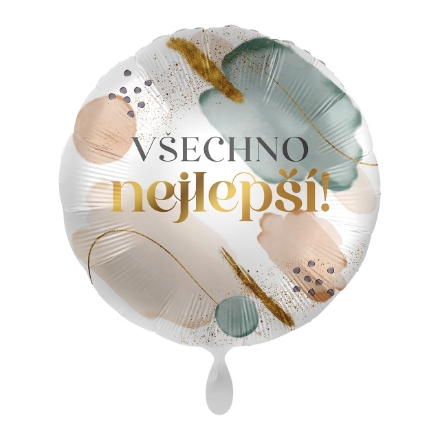 Fóliový balonek Všechno nejlepší v moderním přírodním stylu 43 cm
