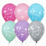 Latexové balonky s potiskem kočiček 30 cm, mix pastelových barev, balení 6 ks