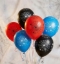 Latexové balonky s potiskem pavučin a pavouků 30 cm, červené, modré a černé, 6 ks