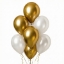 Balonkový buket zlaté chromové a bílé metalické balónky 30 cm, 7 ks