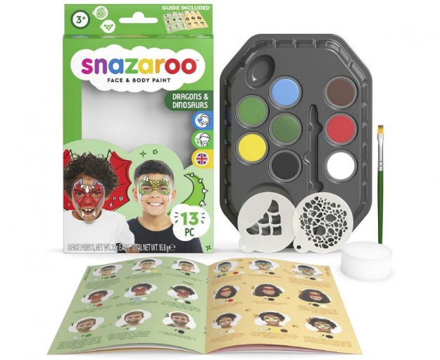 Sada na malování obličeje Snazaroo Aqua Draci a dinosauři 13 dílů – produktová fotografie