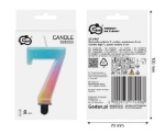Obrázok z Sviečka narodeninová číslica 7 pastelová dúhová 8 cm