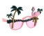 Růžové party brýle s plameňákem a palmami – boční pohled