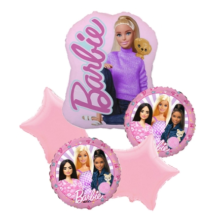 Sada fóliových balonků Barbie – 5 ks, růžový party motiv