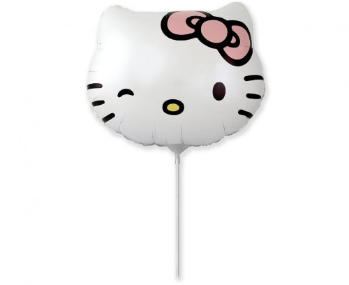 Levně Mini balónek na tyčku Hello kitty hlava - 35 cm