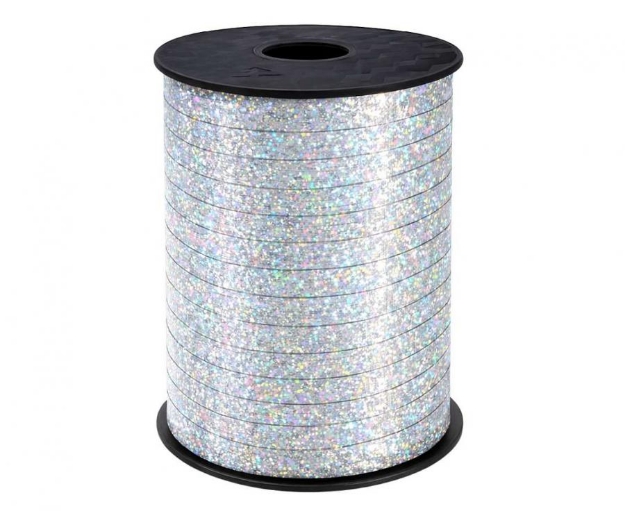Holografická stříbrná stužka na roli 458 m detail produktu