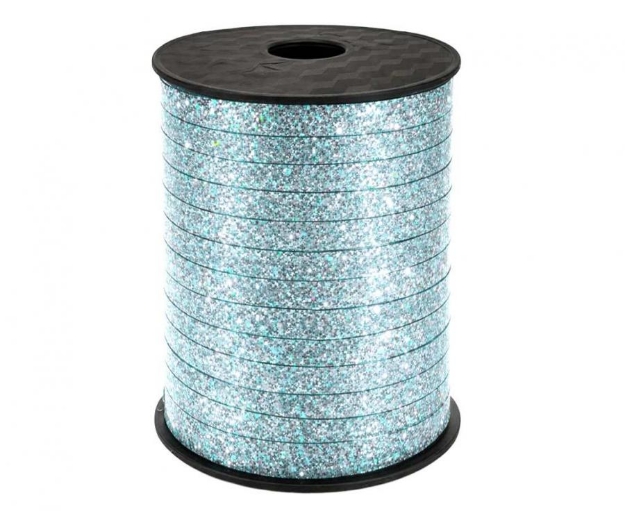 Holografická světle modrá stužka na roli 458 m detail produktu