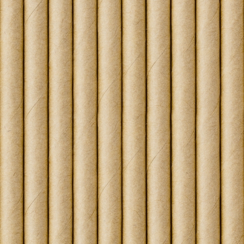 Levně Papírová brčka kraft - hnědá - 10 ks