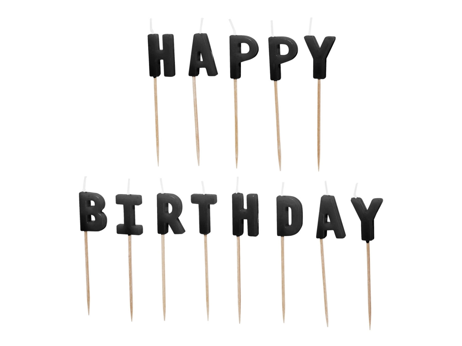 Narozeninové svíčky Happy Birthday černé – 2,5 cm - 13 ks