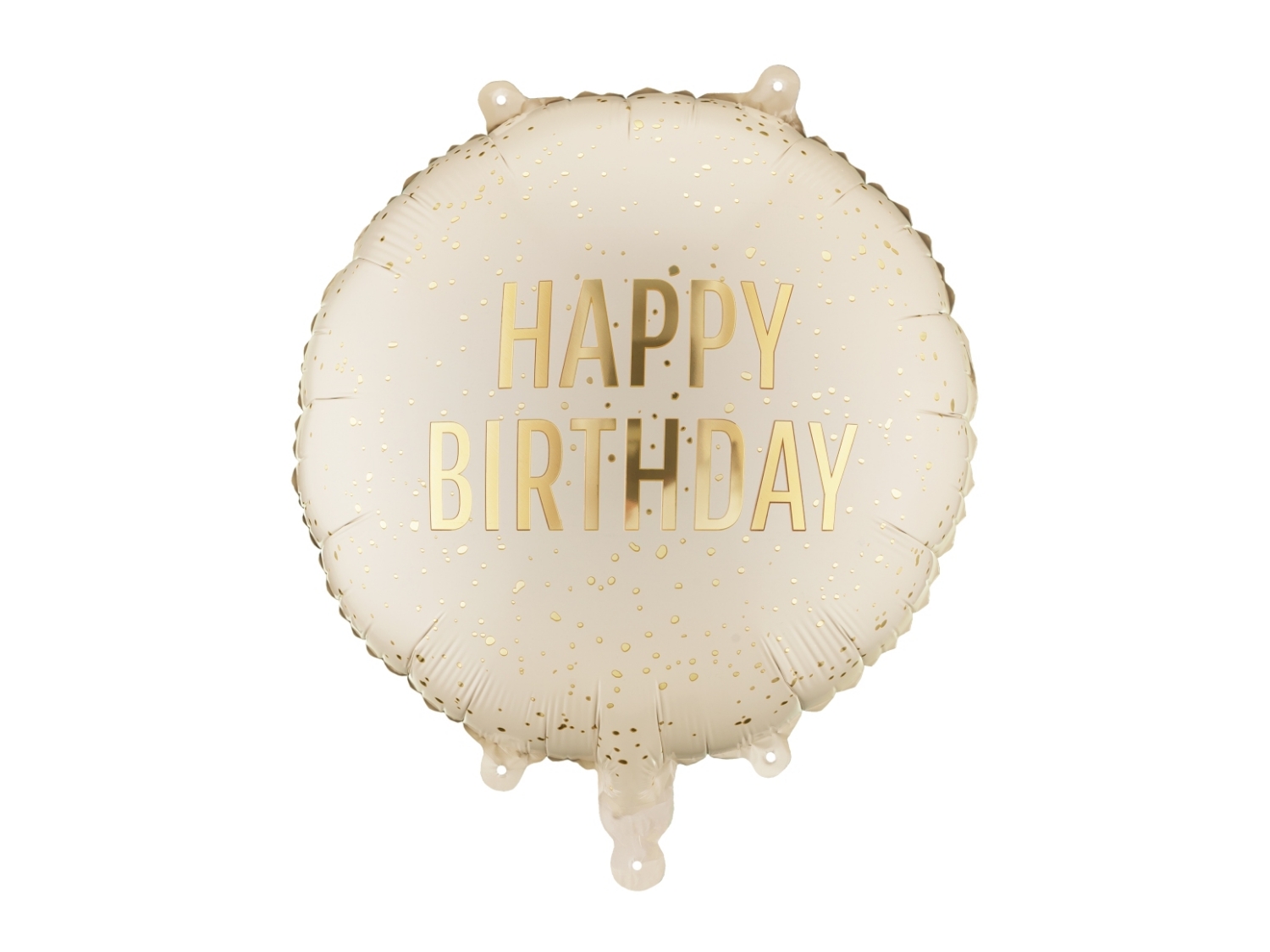 Levně Fóliový balonek Happy Birthday – 35 × 35 cm, krémový