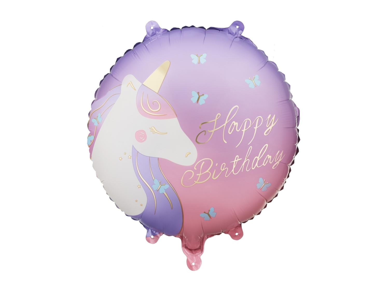 Levně Fóliový balonek Happy Birthday s jednorožcem – 35 × 35 cm
