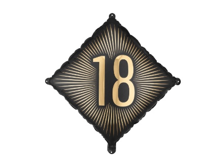 Fóliový balonek číslo 18 černozlatý 46 × 46 cm – produktová fotografie