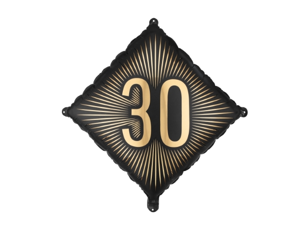 Fóliový balonek číslo 30 černozlatý 46 × 46 cm – produktová fotografie