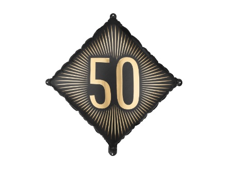 Fóliový balonek číslo 50 černozlatý 46 × 46 cm – produktová fotografie