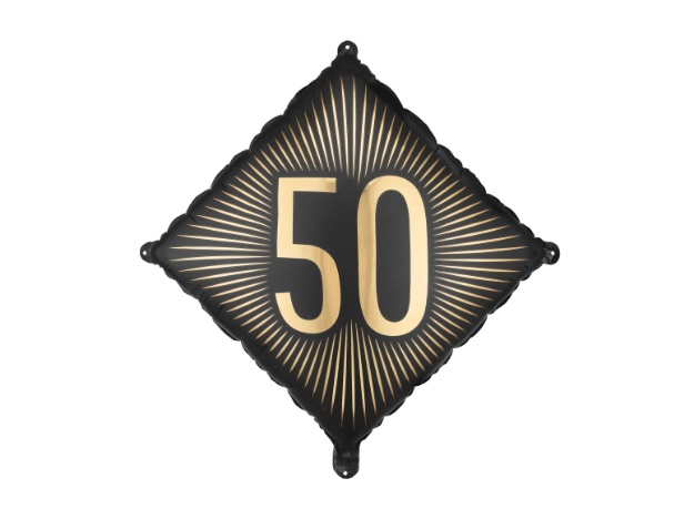 Fóliový balonek číslo 50 černozlatý 46 × 46 cm – produktová fotografie