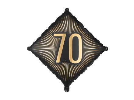 Fóliový balonek číslo 70 černozlatý 46 × 46 cm – produktová fotografie