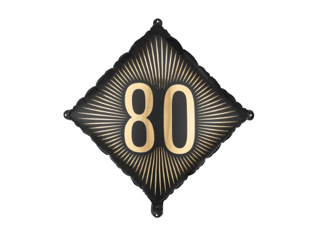 Fóliový balonek číslo 80 černozlatý 46 × 46 cm – produktová fotografie